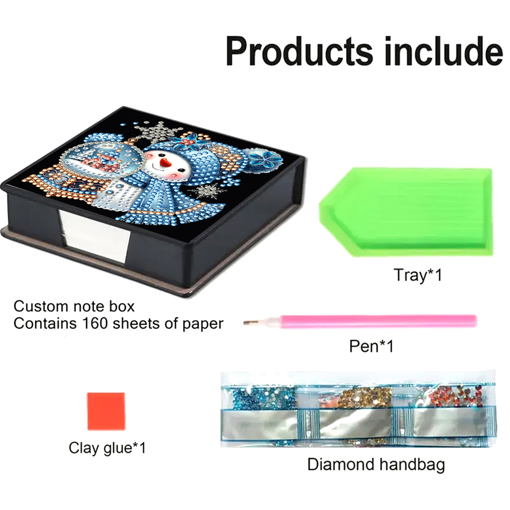 5D DIY Leather Xmas Diamond Painting Notecard Box Gem Art Sticky Note Holder