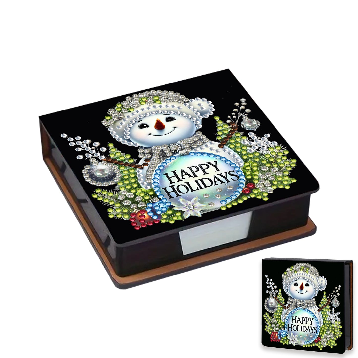 5D DIY Leather Xmas Diamond Painting Notecard Box Gem Art Sticky Note Holder