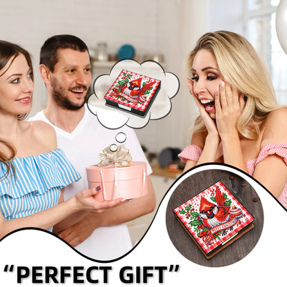 5D DIY Leather Xmas Diamond Painting Notecard Box Gem Art Sticky Note Holder