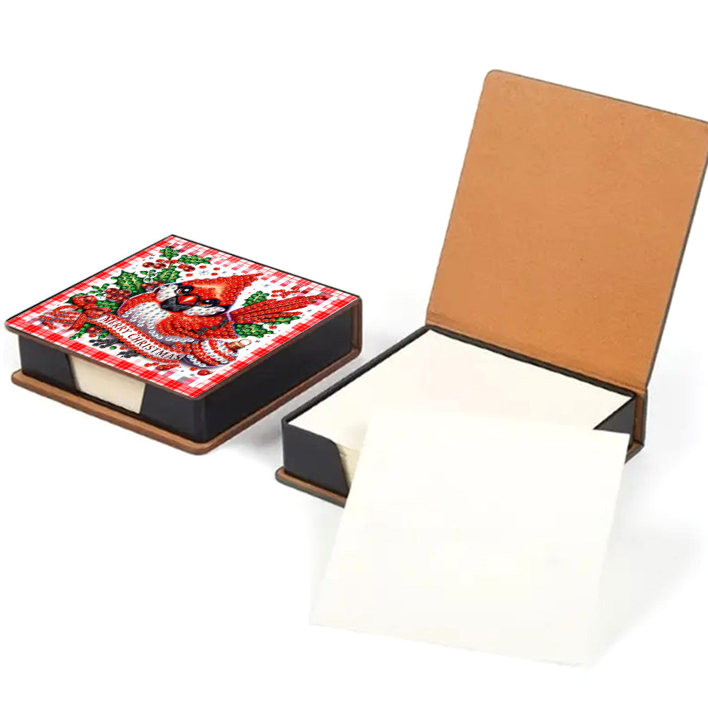 5D DIY Leather Xmas Diamond Painting Notecard Box Gem Art Sticky Note Holder