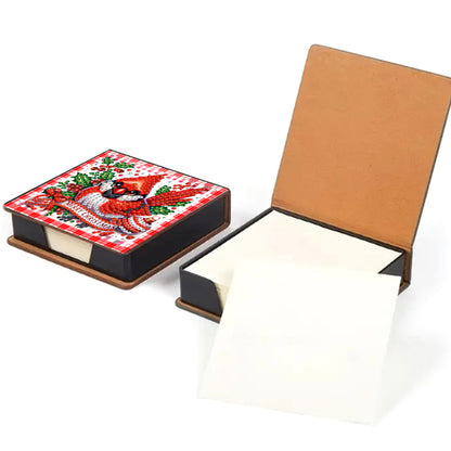 5D DIY Leather Xmas Diamond Painting Notecard Box Gem Art Sticky Note Holder