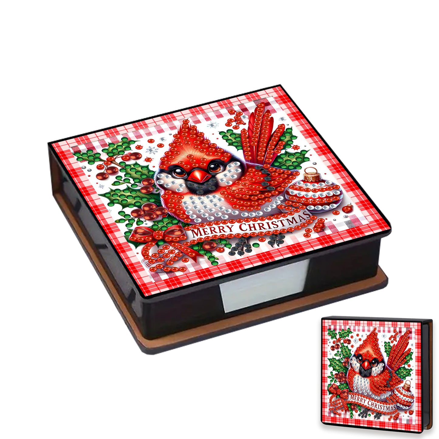 5D DIY Leather Xmas Diamond Painting Notecard Box Gem Art Sticky Note Holder