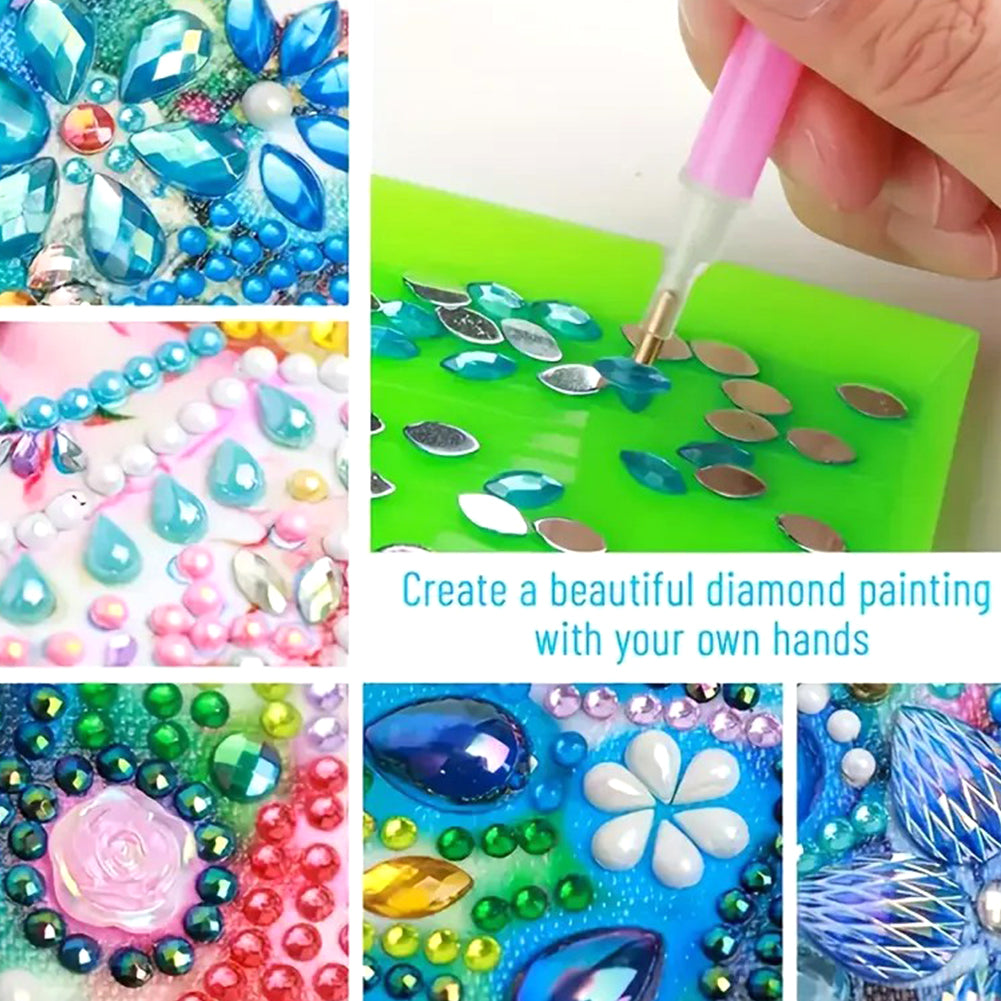 5D DIY Leather Xmas Diamond Painting Notecard Box Gem Art Sticky Note Holder