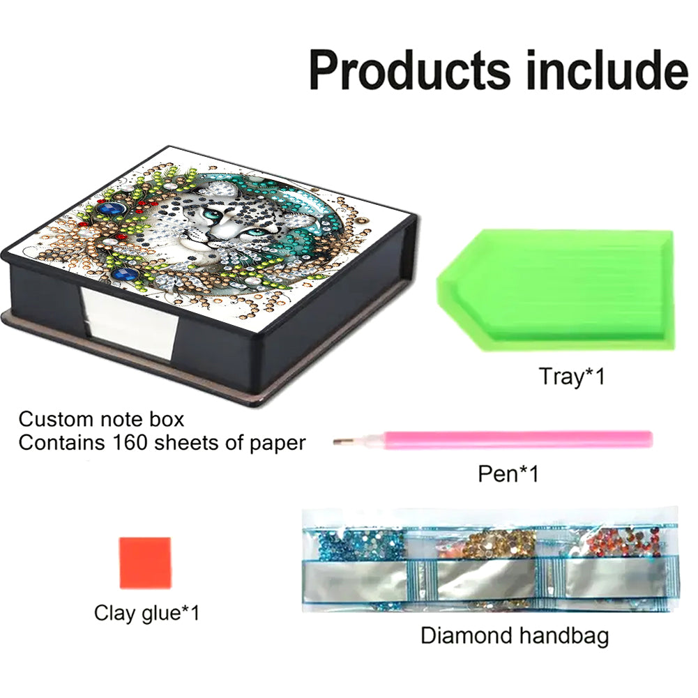 5D DIY Leather Xmas Diamond Painting Notecard Box Gem Art Sticky Note Holder