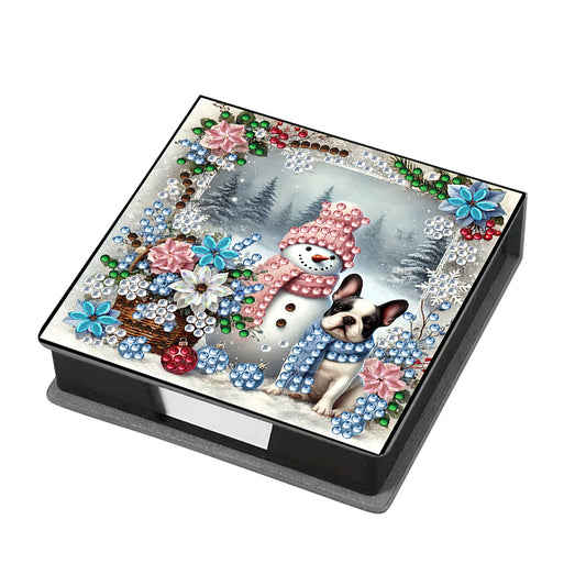 5D DIY Leather Xmas Diamond Painting Notecard Box Gem Art Sticky Note Holder