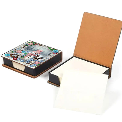 5D DIY Leather Xmas Diamond Painting Notecard Box Gem Art Sticky Note Holder