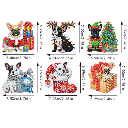 6PCS 2D Flat DIY Diamond Painting Keychain Double Sided Drill Diamond Art Kits