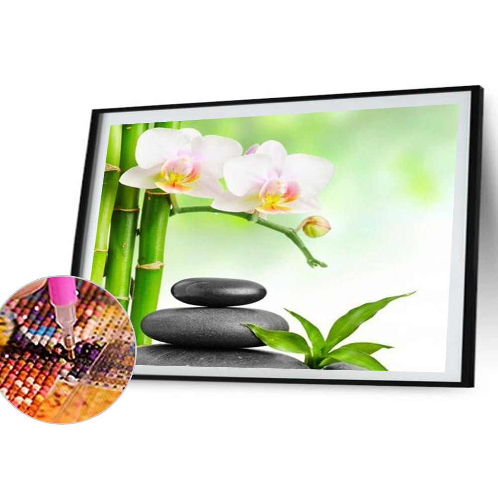 Stone Phalaenopsis Zen - Full Round Drill Diamond Painting 40*30CM