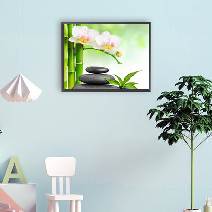 Stone Phalaenopsis Zen - Full Round Drill Diamond Painting 40*30CM