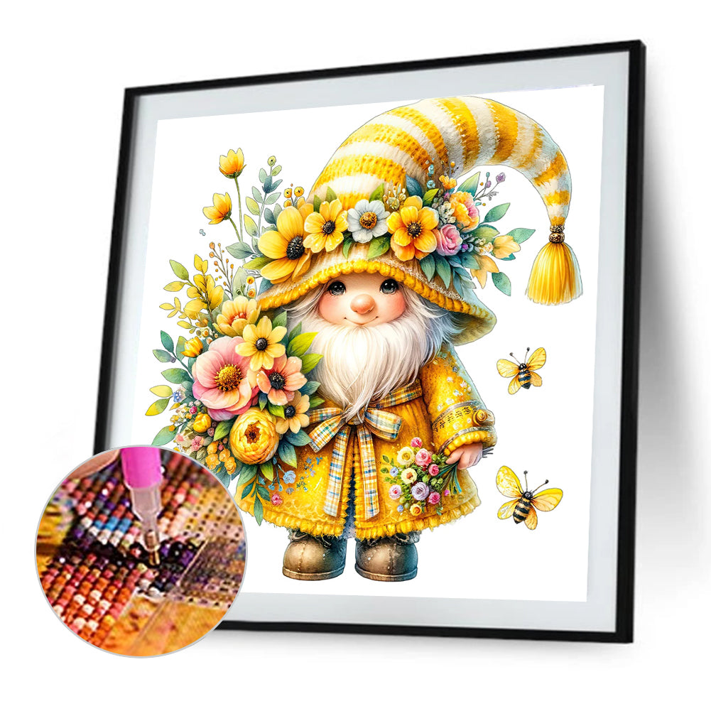 Gnome And Flower - Full Round Drill Diamond Painting 40*40CM