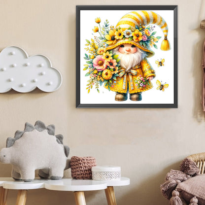 Gnome And Flower - Full Round Drill Diamond Painting 40*40CM
