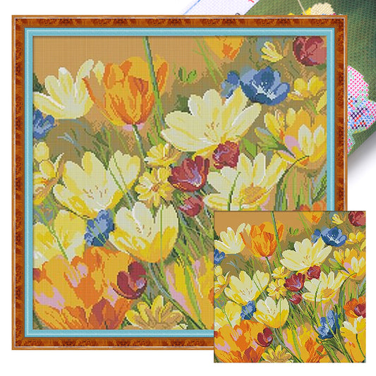 Beautiful Tulips - 14CT Stamped Cross Stitch 50*50CM (Xiaobai Brand)