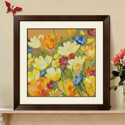 Beautiful Tulips - 14CT Stamped Cross Stitch 50*50CM (Xiaobai Brand)