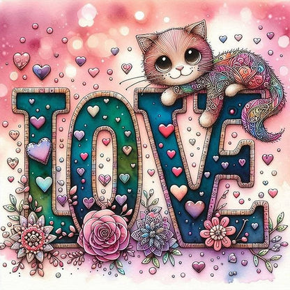 Love Cat And Dog - Full Round Drill Diamond Painting 30*30CM
