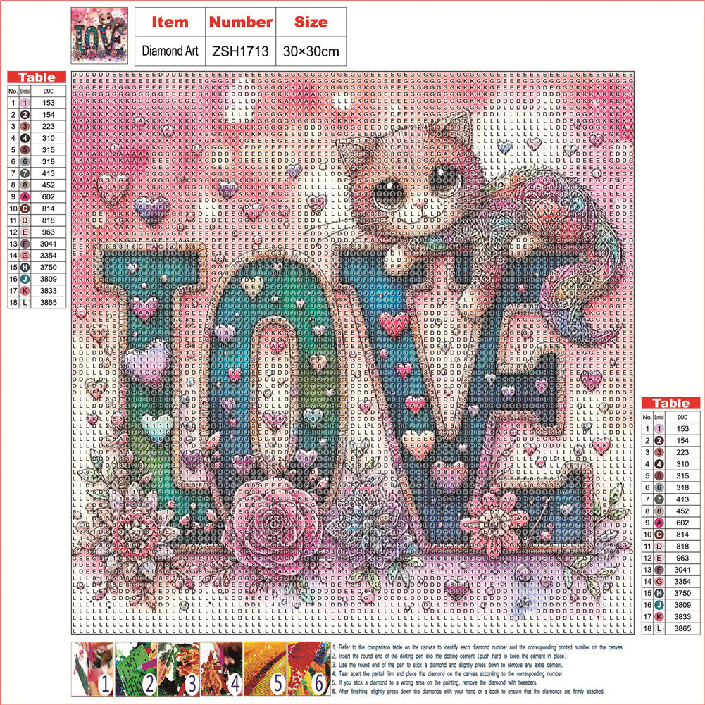 Love Cat And Dog - Full Round Drill Diamond Painting 30*30CM