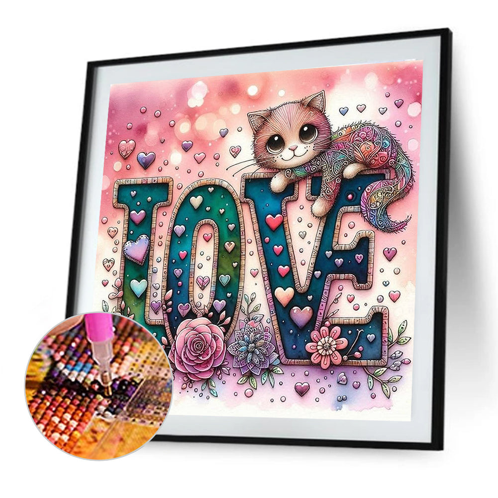 Love Cat And Dog - Full Round Drill Diamond Painting 30*30CM