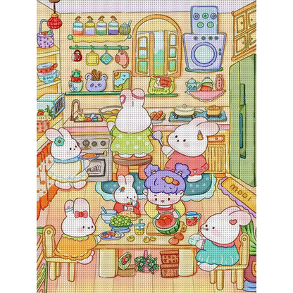 Cute Bunny - 9CT Stamped Cross Stitch 60*80CM (Mona Lisa Brand)