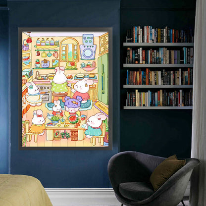 Cute Bunny - 9CT Stamped Cross Stitch 60*80CM (Mona Lisa Brand)