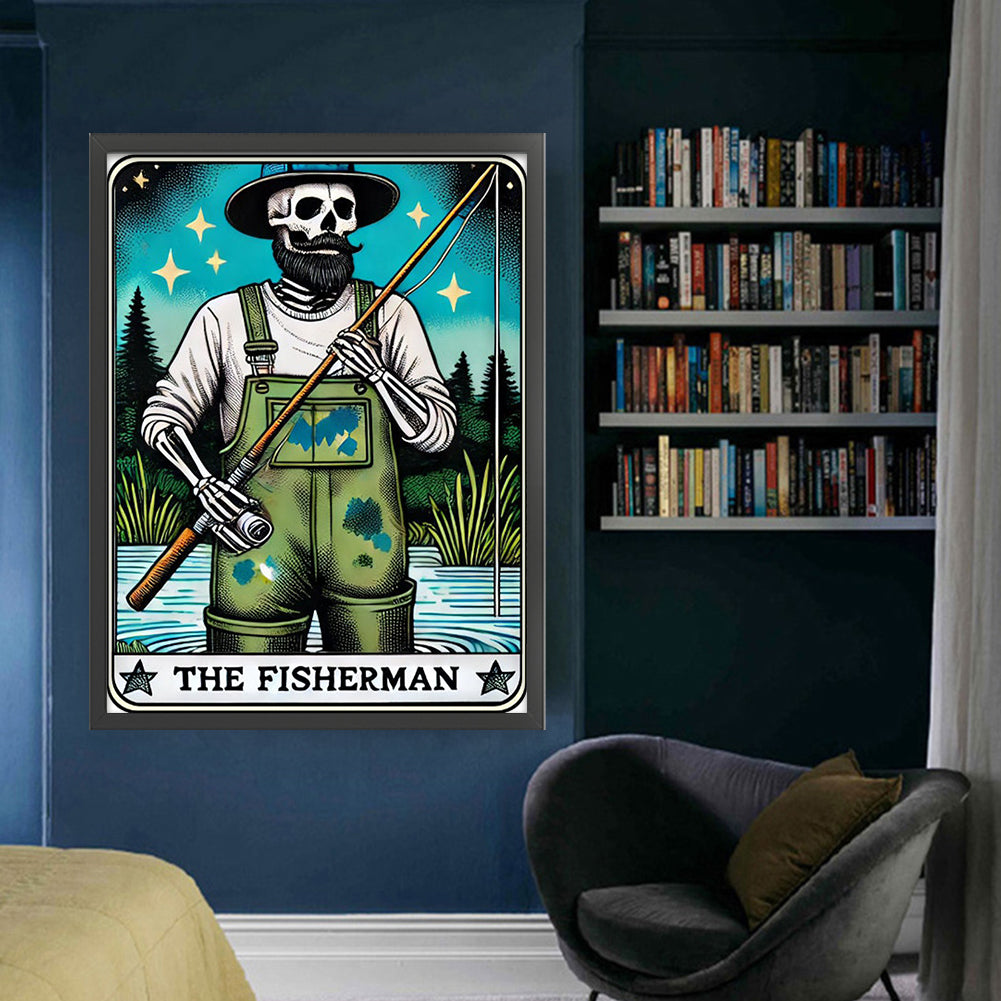Skeleton Fishing - 11CT Stamped Cross Stitch 50*65CM
