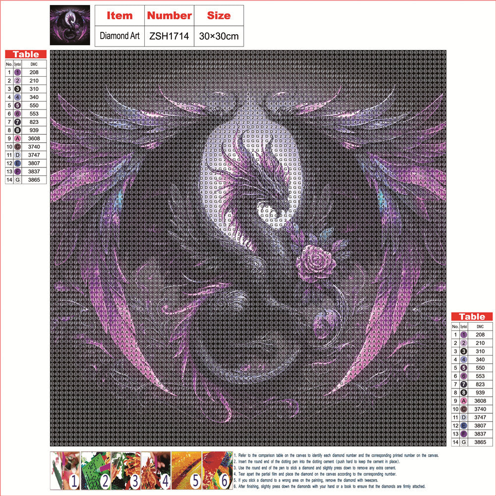 Dark Pterosaur - Full Round Drill Diamond Painting 30*30CM
