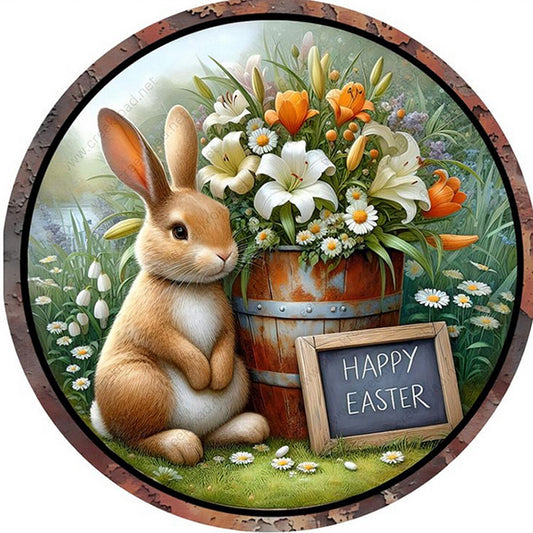 Rabbit And Flower - Full Round Drill Diamond Painting 30*30CM