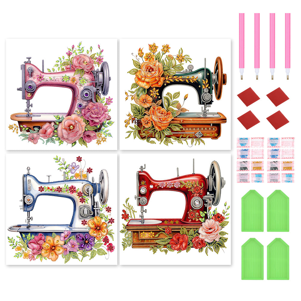 4Pcs Sewing Machine - Special Shaped Drill Diamond Painting 30*30CM
