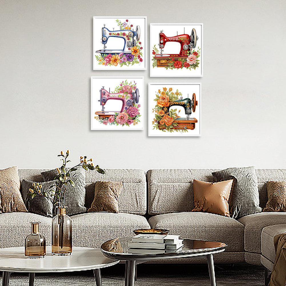4Pcs Sewing Machine - Special Shaped Drill Diamond Painting 30*30CM