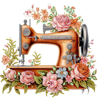 4Pcs Sewing Machine And Flower - Special Shaped Drill Diamond Painting 30*30CM