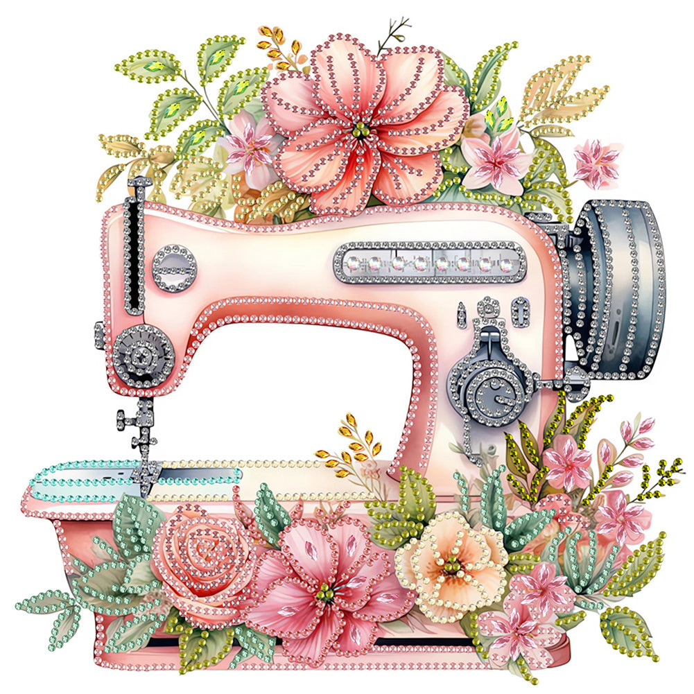 4Pcs Sewing Machine And Flower - Special Shaped Drill Diamond Painting 30*30CM