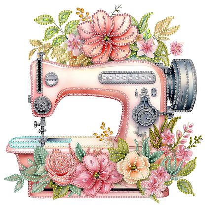 4Pcs Sewing Machine And Flower - Special Shaped Drill Diamond Painting 30*30CM