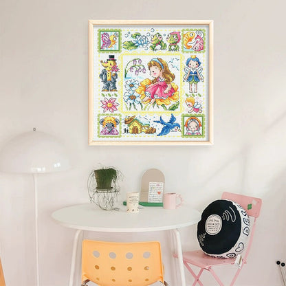 Girl On The Flower - 14CT Stamped Cross Stitch 30*30CM(Fairy Brand)