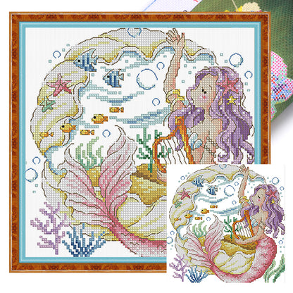 The Mermaid'S Song - 14CT Stamped Cross Stitch 30*30CM(Fairy Brand)