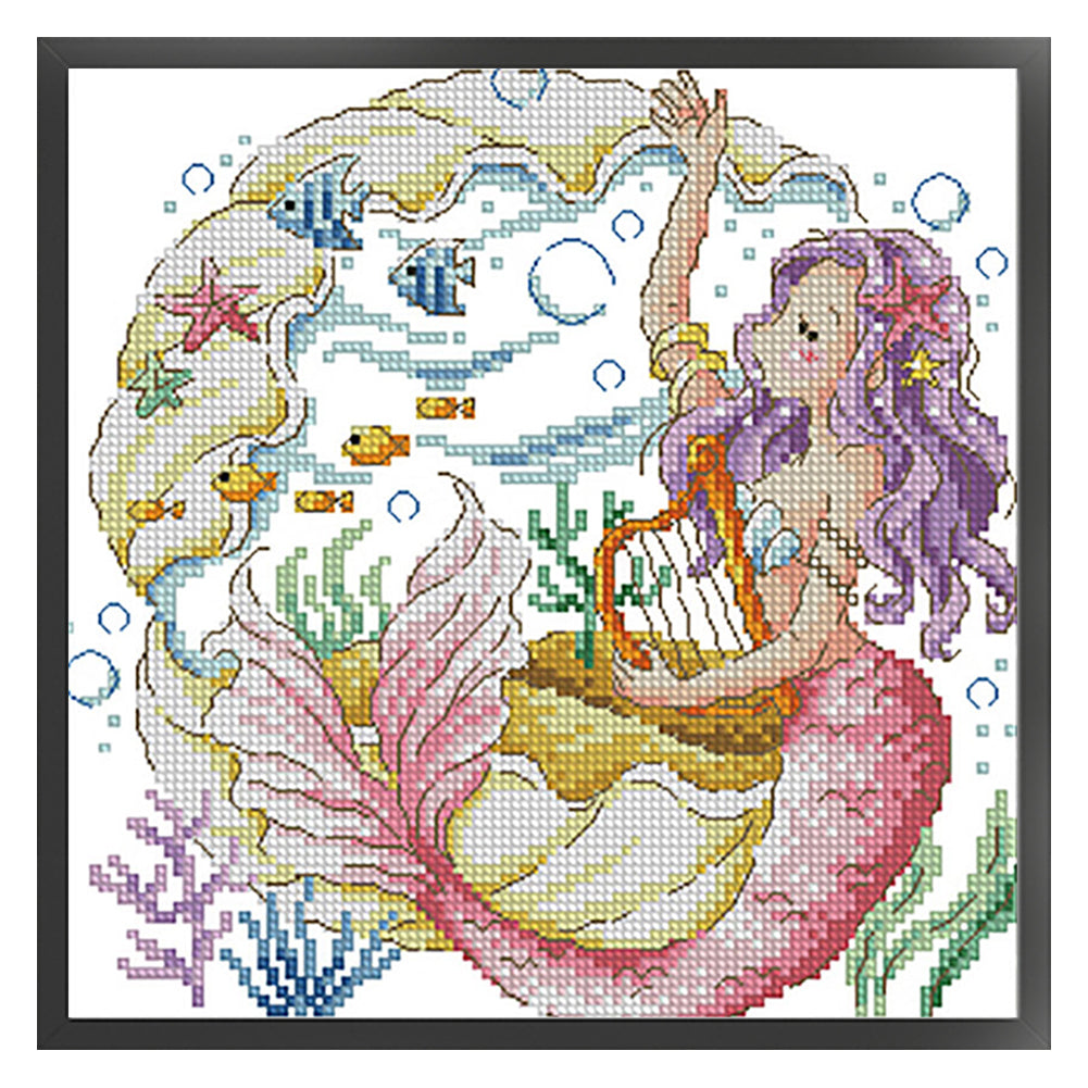 The Mermaid'S Song - 14CT Stamped Cross Stitch 30*30CM(Fairy Brand)