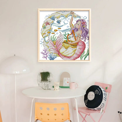 The Mermaid'S Song - 14CT Stamped Cross Stitch 30*30CM(Fairy Brand)