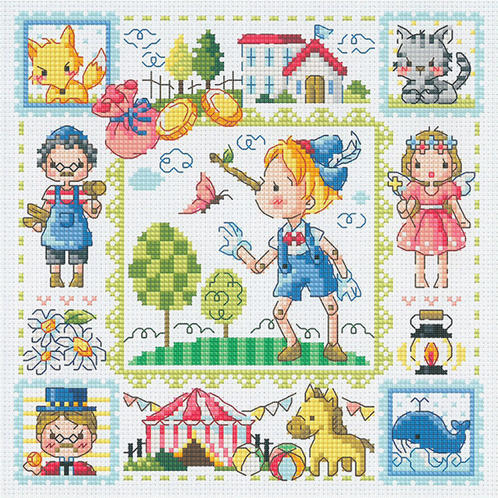 Pinocchio - 14CT Stamped Cross Stitch 30*30CM(Fairy Brand)