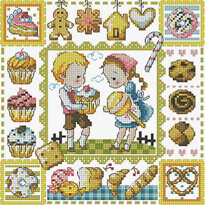 Gingerbread Cookies - 14CT Stamped Cross Stitch 30*30CM(Fairy Brand)