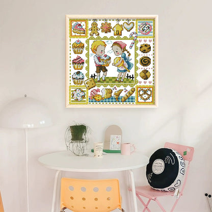 Gingerbread Cookies - 14CT Stamped Cross Stitch 30*30CM(Fairy Brand)