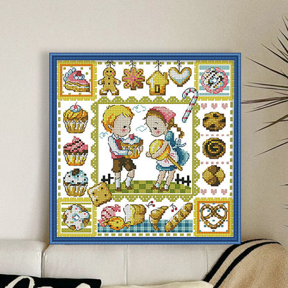Gingerbread Cookies - 14CT Stamped Cross Stitch 30*30CM(Fairy Brand)