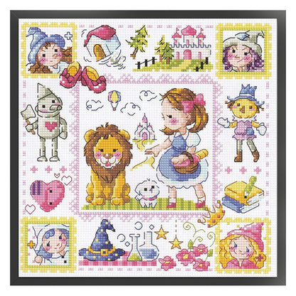 Little Lion Girl - 14CT Stamped Cross Stitch 30*30CM(Fairy Brand)