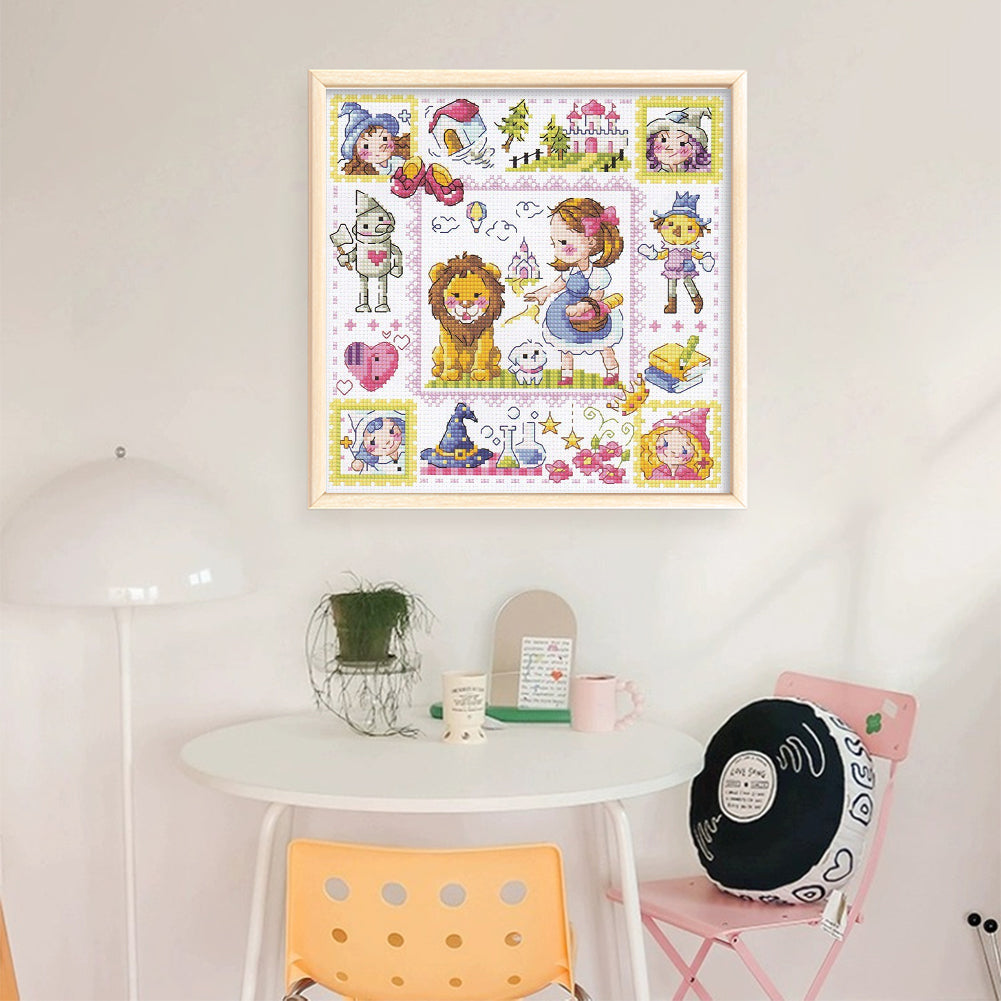 Little Lion Girl - 14CT Stamped Cross Stitch 30*30CM(Fairy Brand)