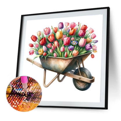 Tulip Cart - Full Round Drill Diamond Painting 30*30CM