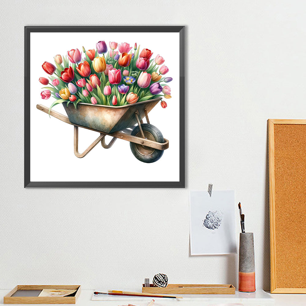 Tulip Cart - Full Round Drill Diamond Painting 30*30CM