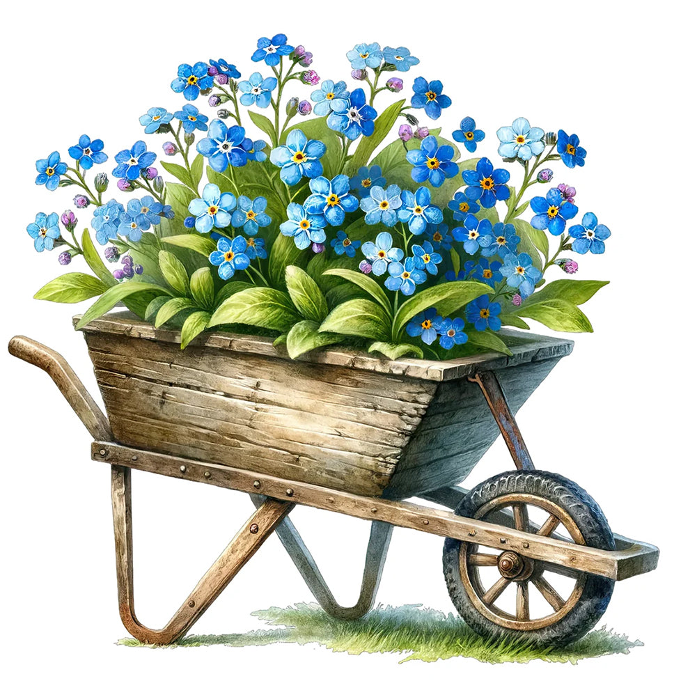 Blue Star Flower - Full Round Drill Diamond Painting 30*30CM