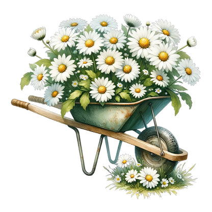 Daisy Cart - Full Round Drill Diamond Painting 30*30CM