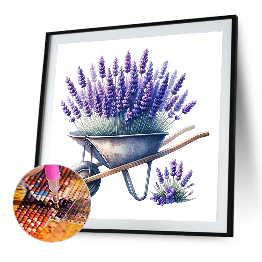 Lavender Cart - Full Round Drill Diamond Painting 30*30CM