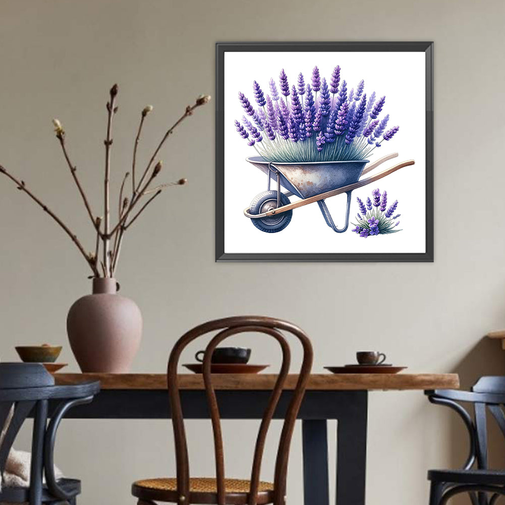Lavender Cart - Full Round Drill Diamond Painting 30*30CM