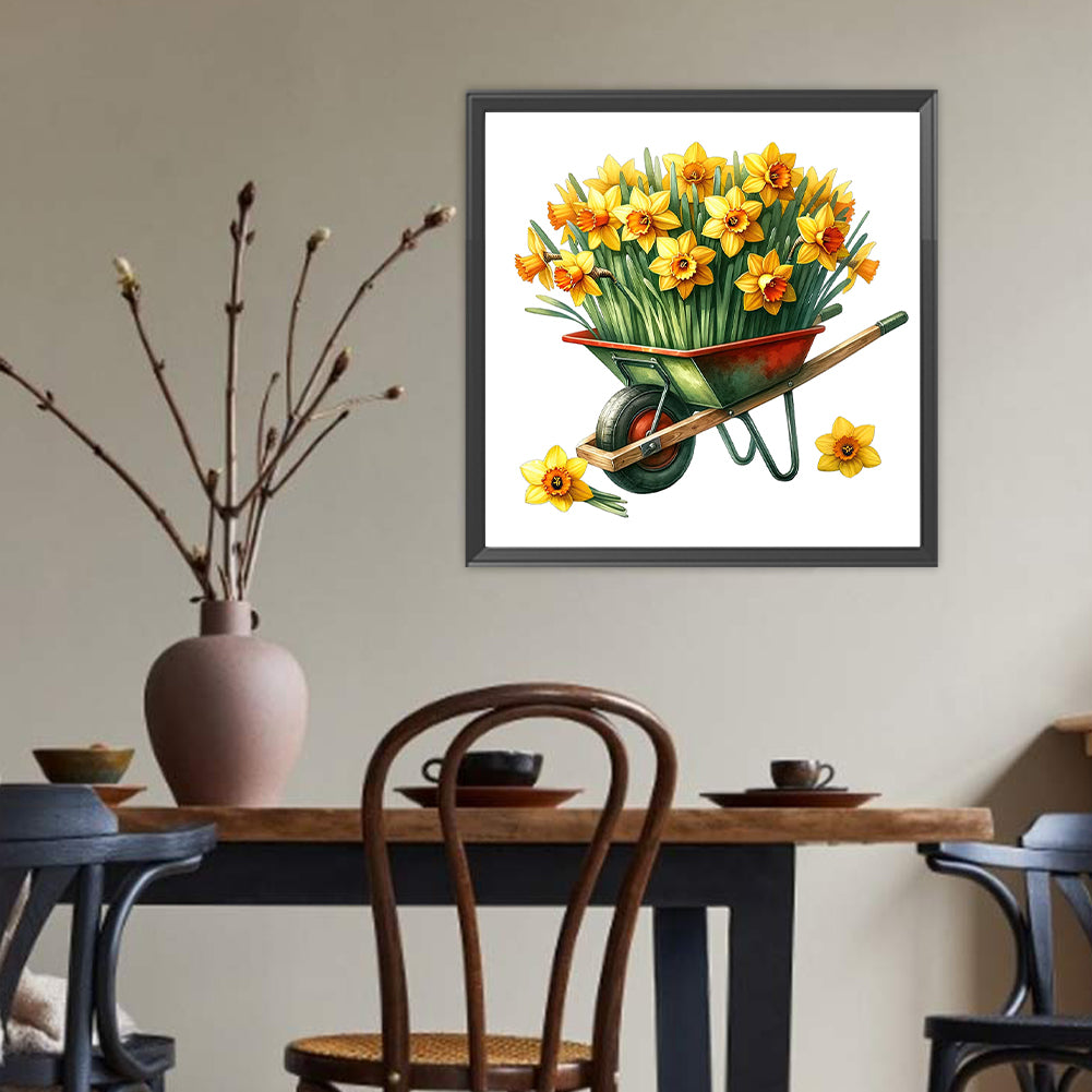 Daffodil Cart - Full Round Drill Diamond Painting 30*30CM
