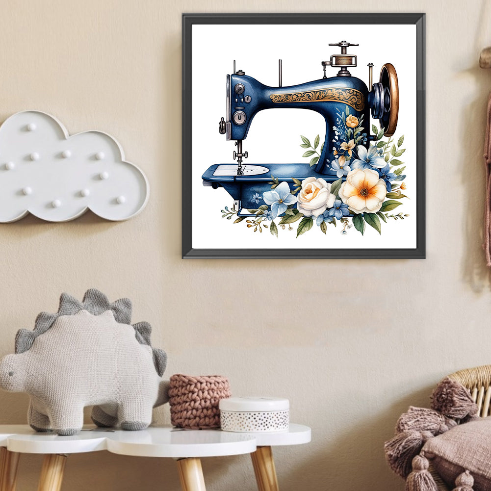 Sewing Machine And Flower - Full Round Drill Diamond Painting 40*40CM