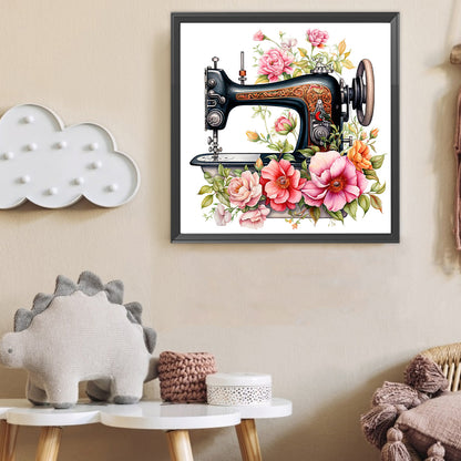 Sewing Machine And Flower - Full Round Drill Diamond Painting 40*40CM