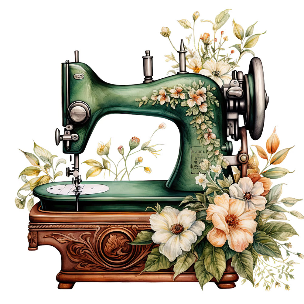 Sewing Machine And Flower - Full Round Drill Diamond Painting 40*40CM